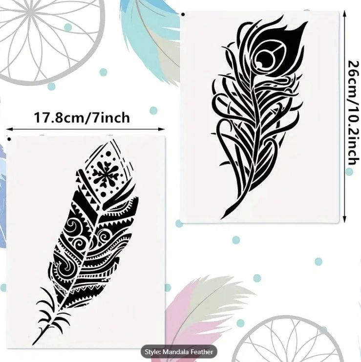 Mandala Feather Stencil Set