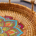 Mandala Handwoven Rattan Wicker Tray (Basket)