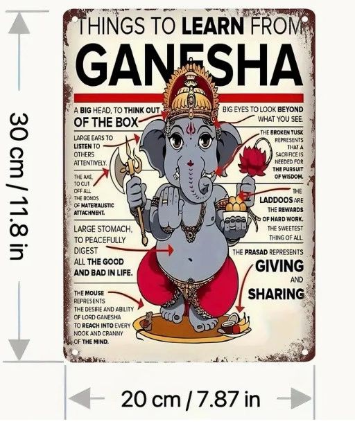 Learn from Ganesha Metal Sign