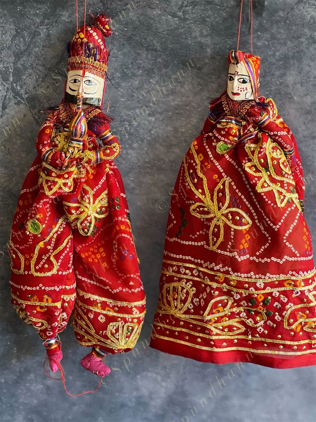 Ethnic Indian Rajasthani Kathputli Set of 2 (Puppet Dolls)