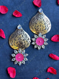 Studded Flower & Carved Leaf Tea Light Holder