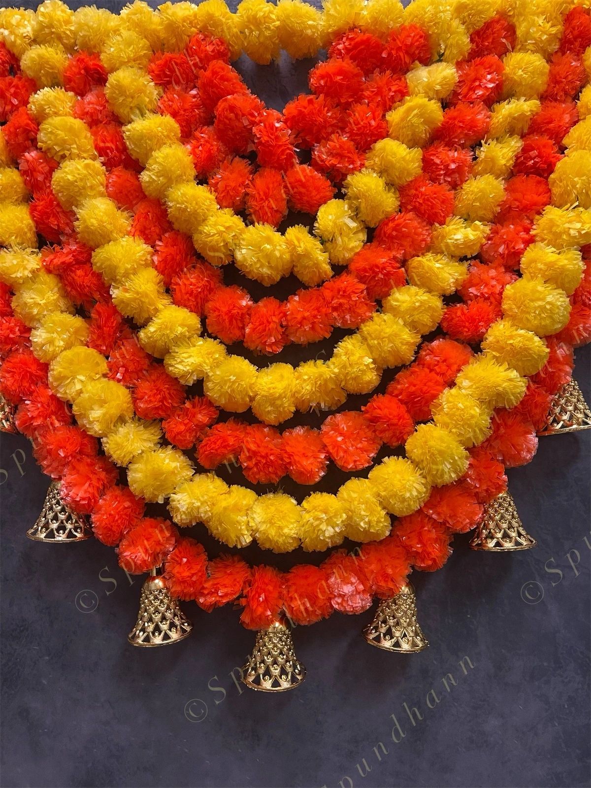 Lemon and Orange Marigold with Chameli Toran