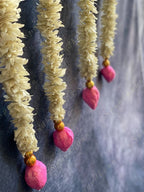 Chameli & Pink Shola Wood Lotus Buds Garland Strings