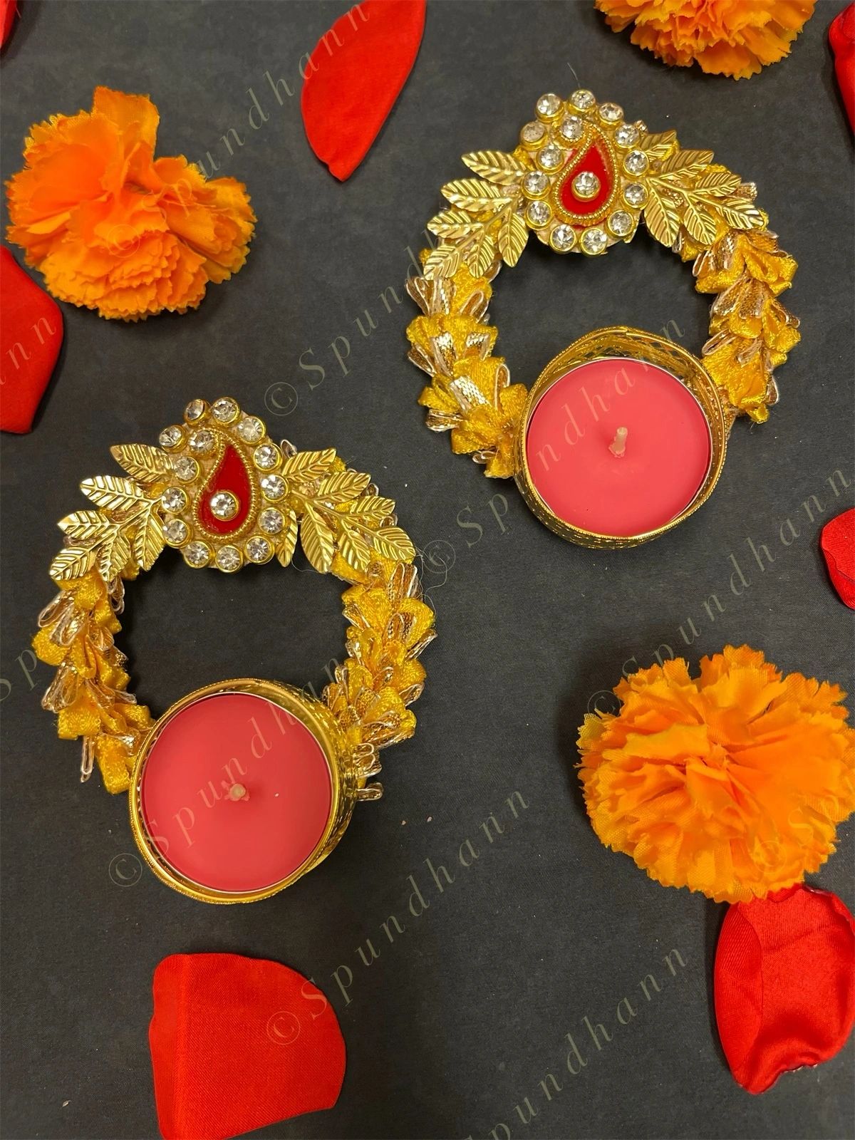Gota and Ribbon Tea Light Holder - Set of 2