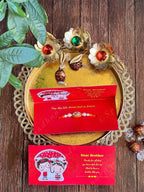 Rakhi with Greeting Card in Red Color