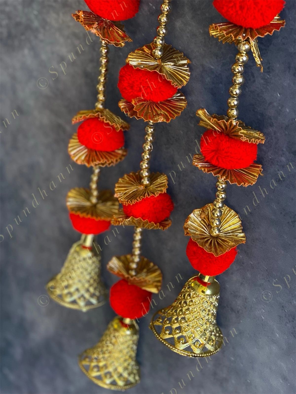 Gota Wreath Wall Hanging with Pom Pom & Bells