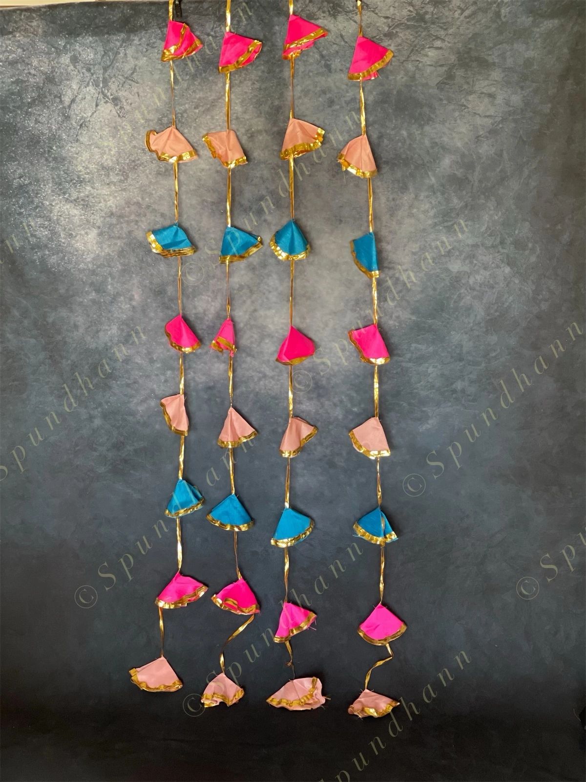 Gold Gota Border & Colorful Cloth Danglers Pack of 4 Strings