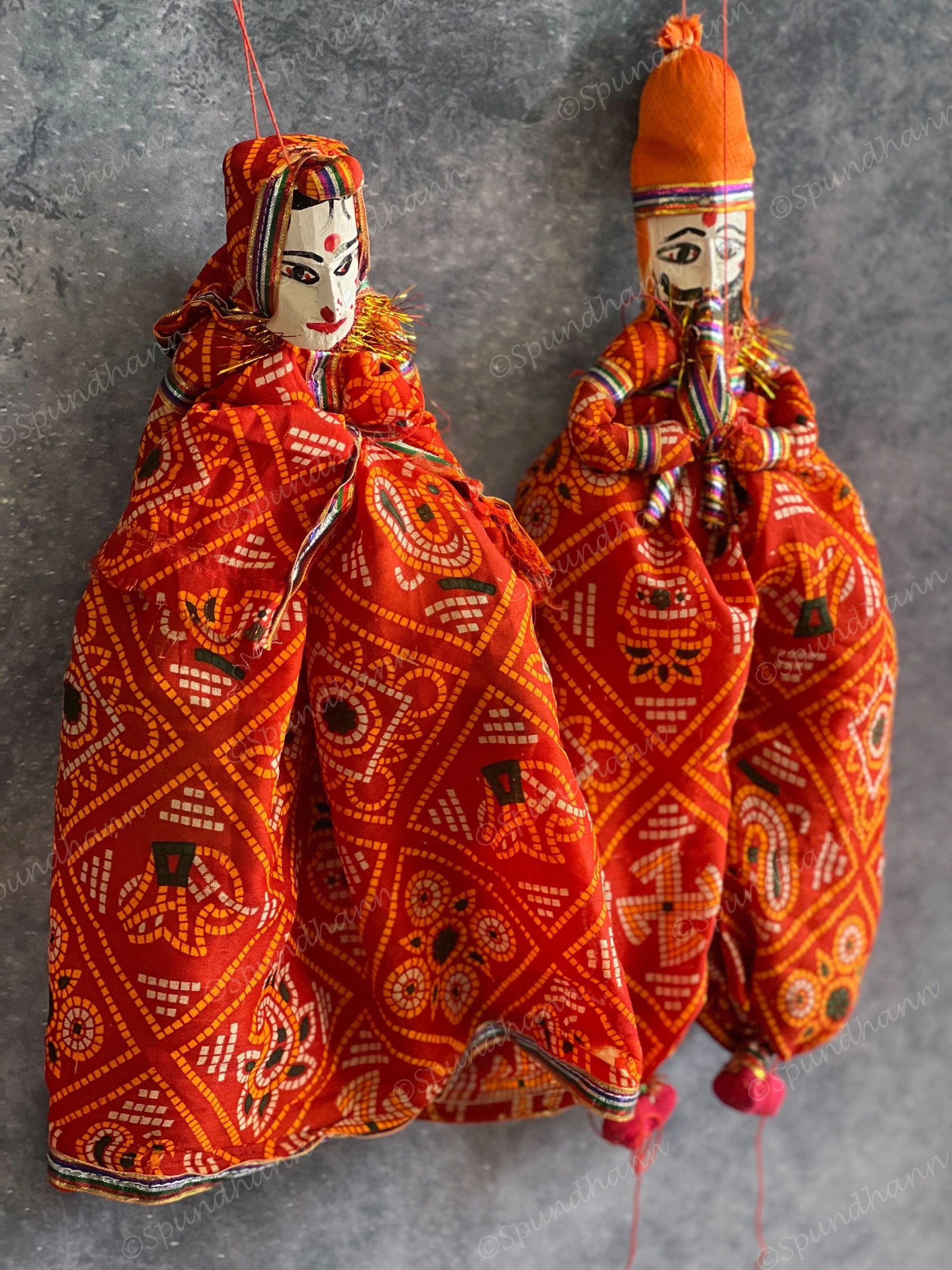 Ethnic Indian Rajasthani Kathputli Set of 2 (Puppet Dolls) #2