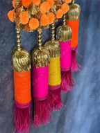 Pom Pom Gota Triangle Hanging Decor w/ Multi Color Tassels