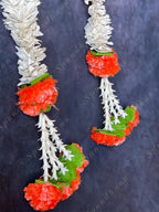 Chameli & Orange Marigold Dangler Set of 2 with Tassels