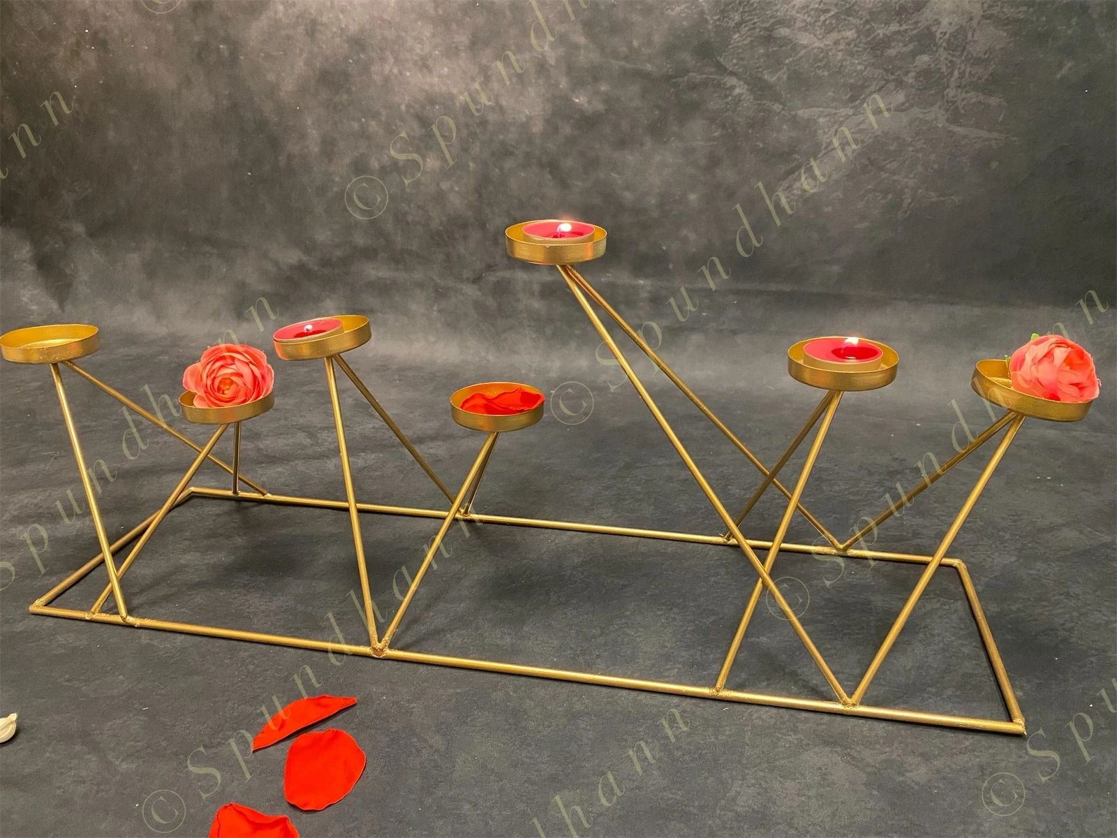 7 Golden Cup Standing Tea Light Holder