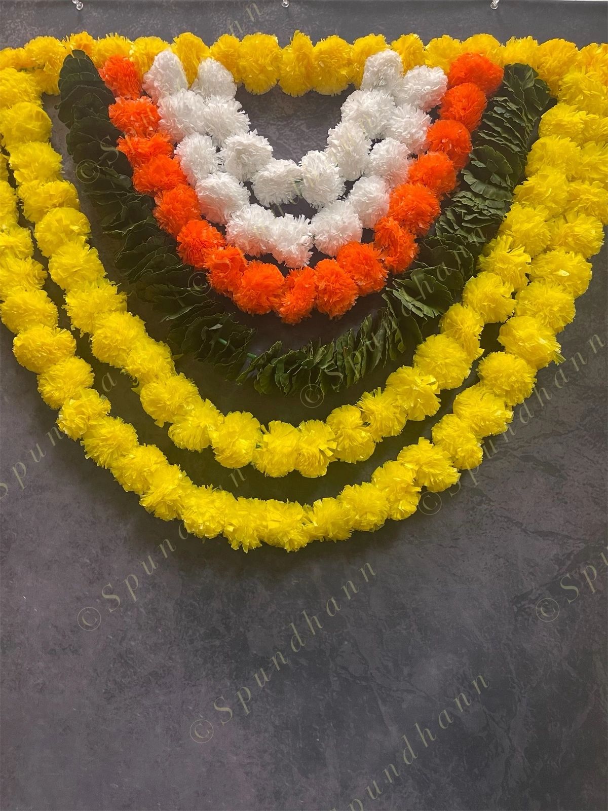 Lemon and Orange Marigold with Green Leaves Toran