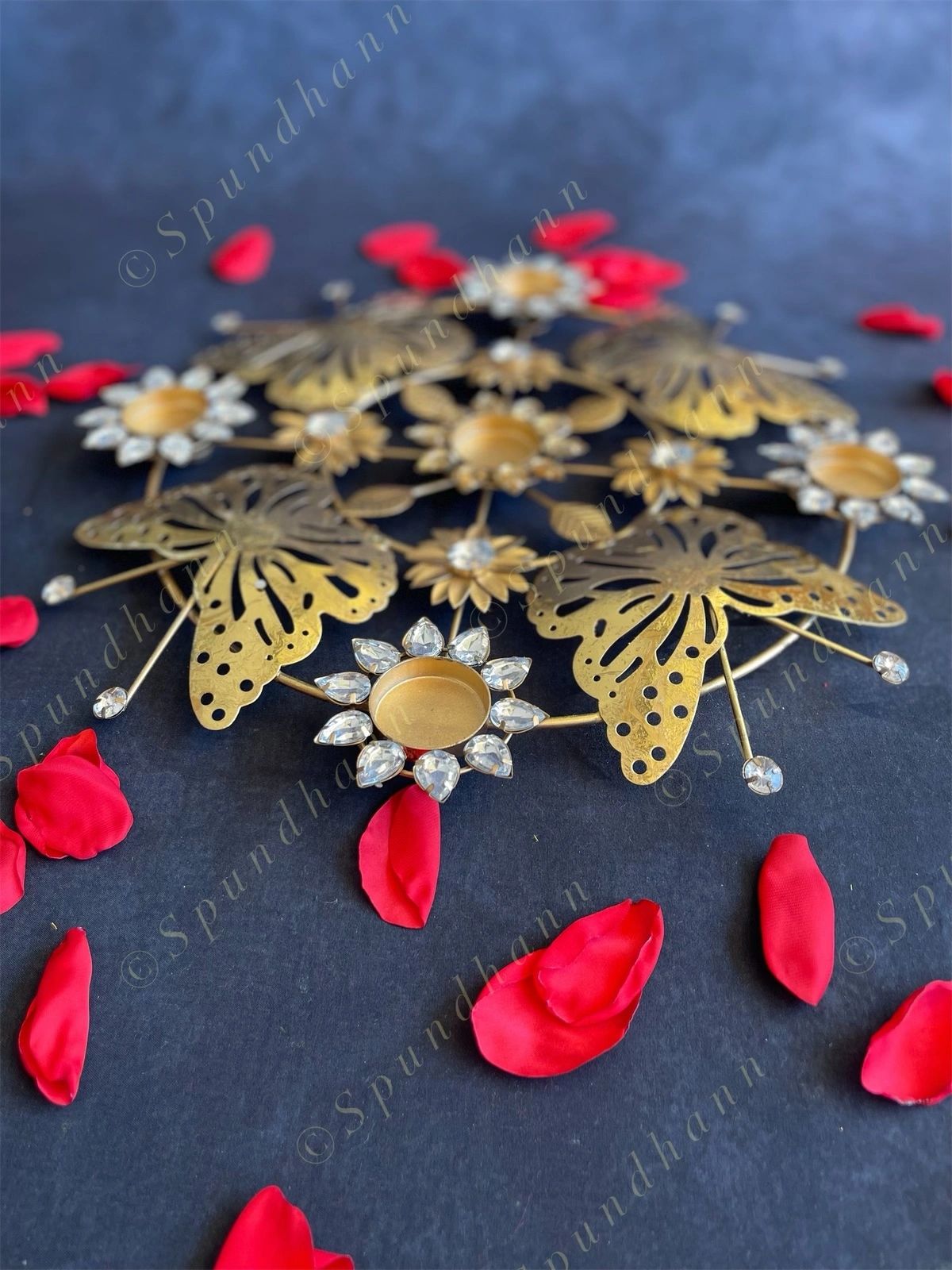 Decorative Studded Butterfly Rangoli Tea Light Holder