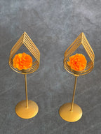 Golden Wire Drop Shape Standing Tea Light Holder