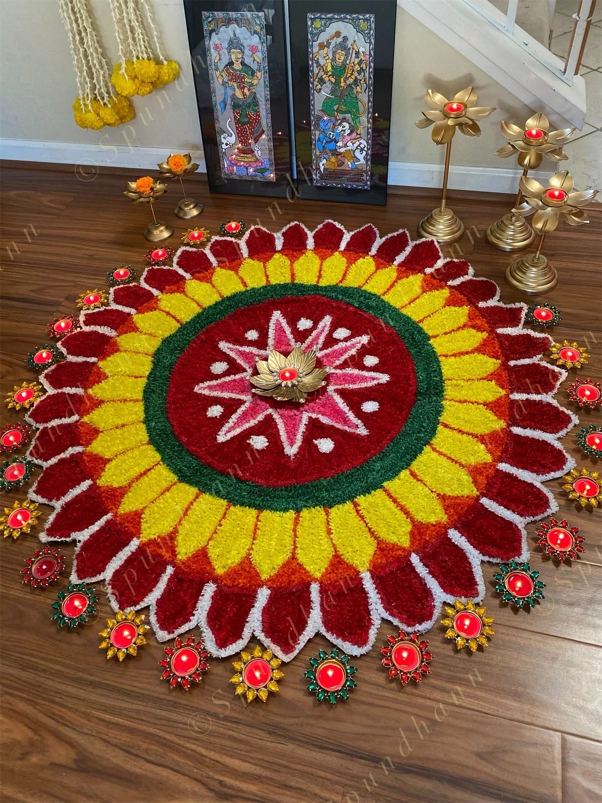 Large Floral Rangoli Floor Mat