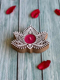 Lotus Shaped Wooden Block Tea Light Holder