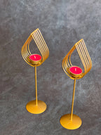Golden Wire Drop Shape Standing Tea Light Holder