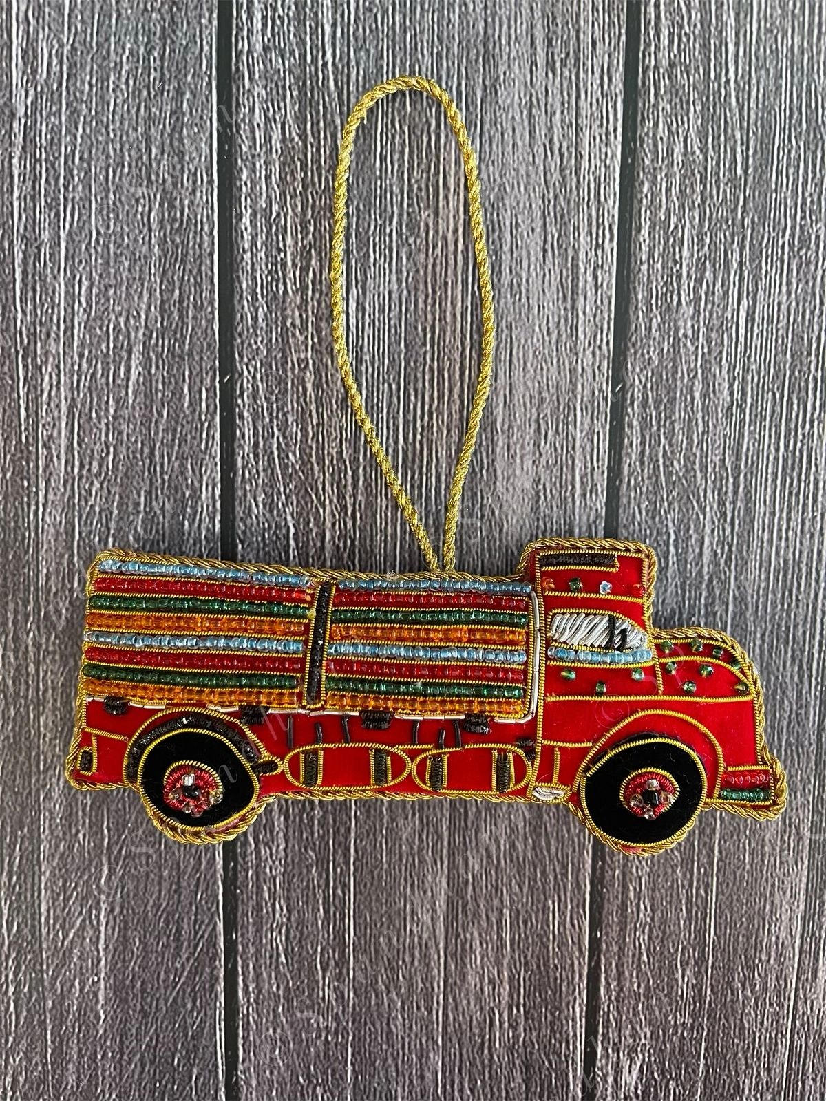 Embroidered Truck Christmas Tree Ornament