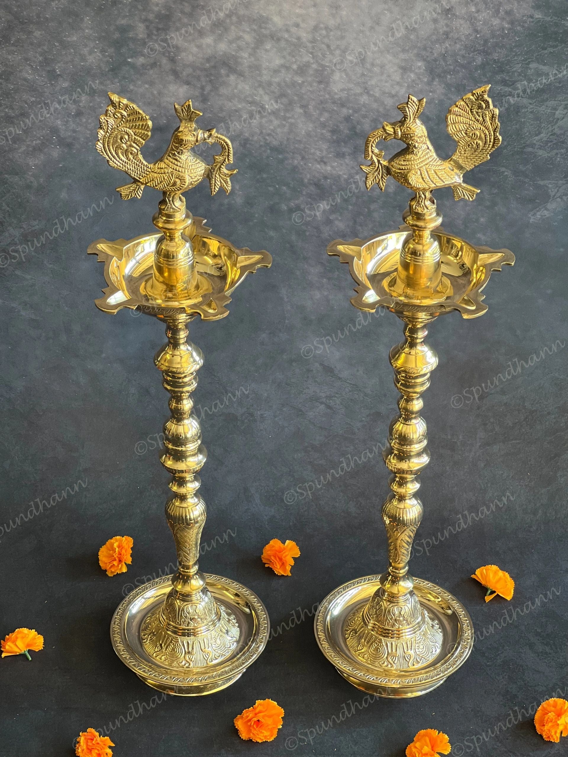Fancy Peacock Brass Lamp