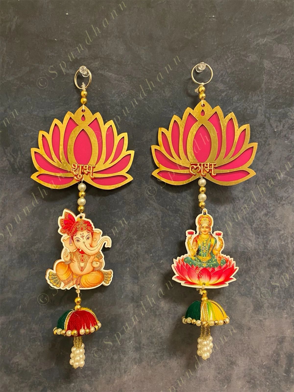 Laxmi Ganesh Shubh Labh Dangler Set of 2