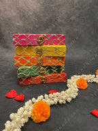 Rectangular Criss Cross Gold Gotapatti Gift Box Only
