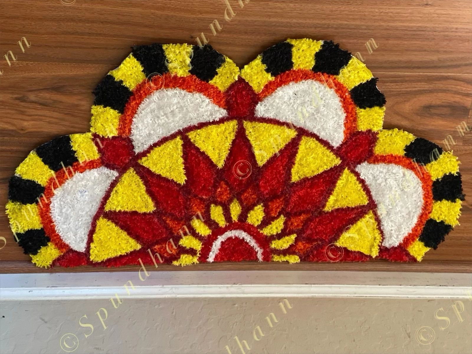 Semi Circular Floral Rangoli Floor Mat