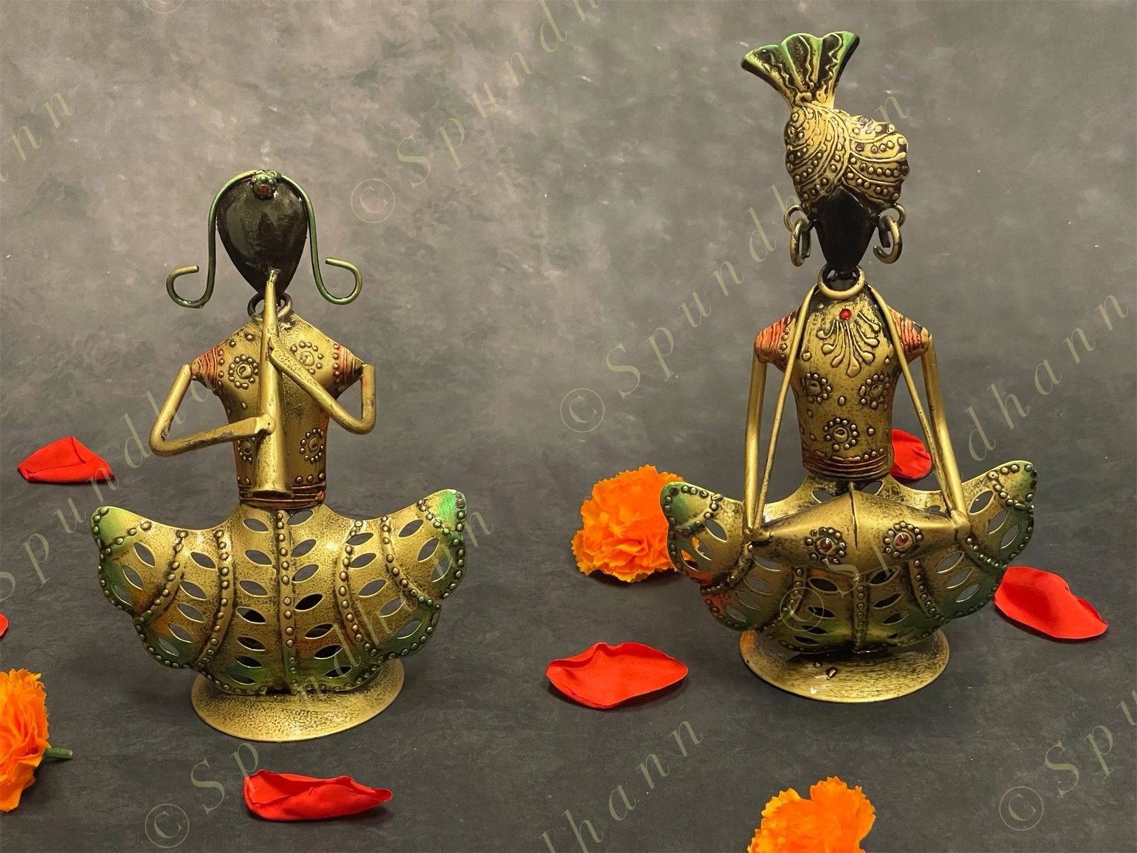 Musical Figurine Tea Light Holder Set of 2