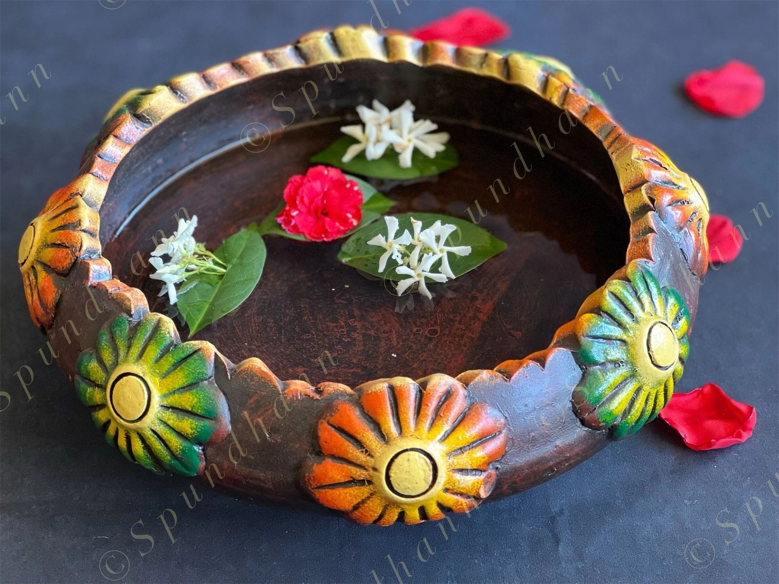 Terracotta Floral Urli Bowl (ONLY IN PERSON PICK UP)