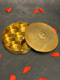 Pure Brass Minakari (Spice) Masala box with 7 Containers
