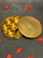 Pure Brass Minakari (Spice) Masala box with 7 Containers