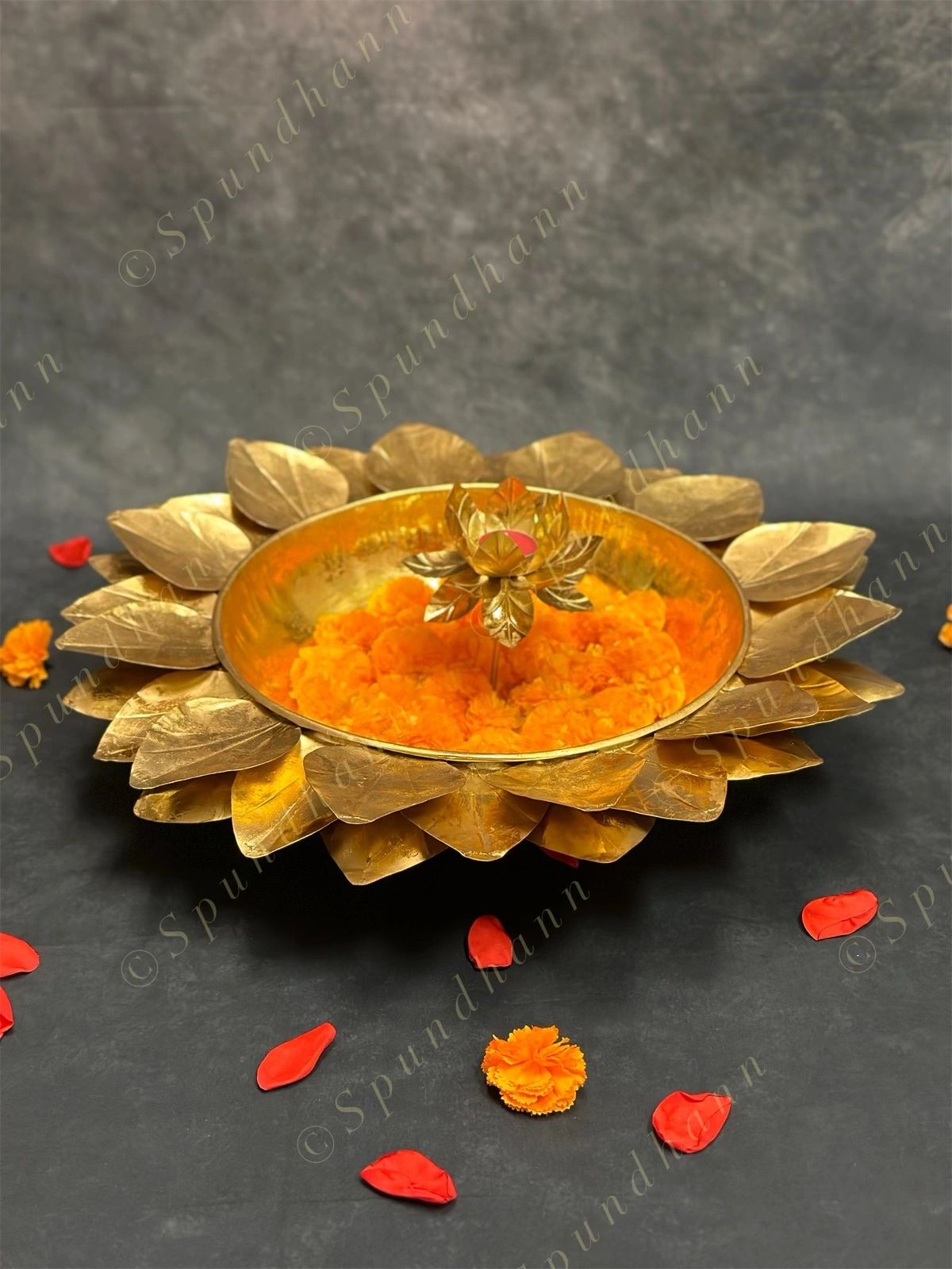 Spectacular Lotus Urli with Lotus Stem Tea Light Holder
