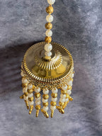 Gold & White Beads Jhumki Dangler