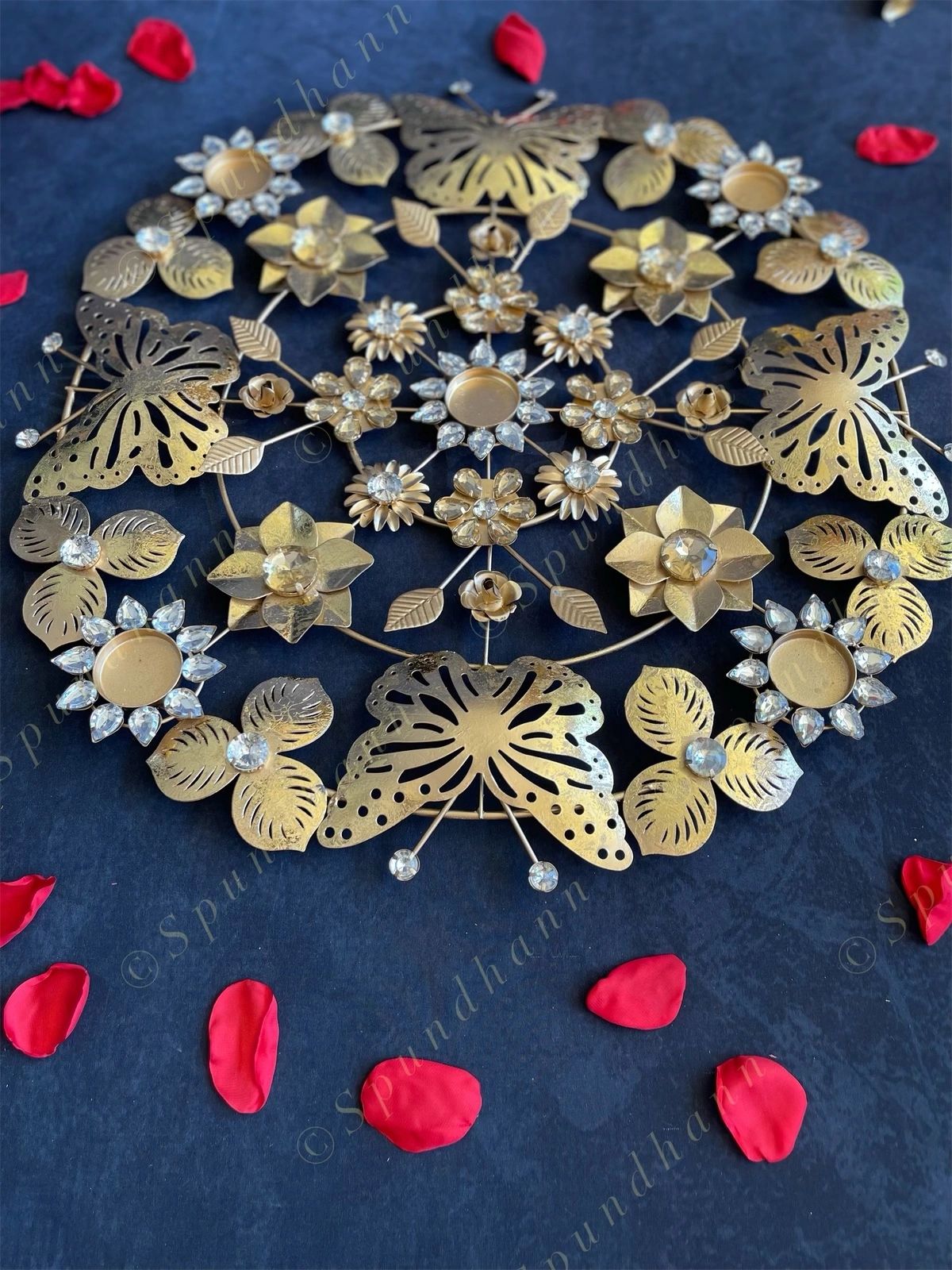 Decorative Studded Butterfly Rangoli Tea Light Holder