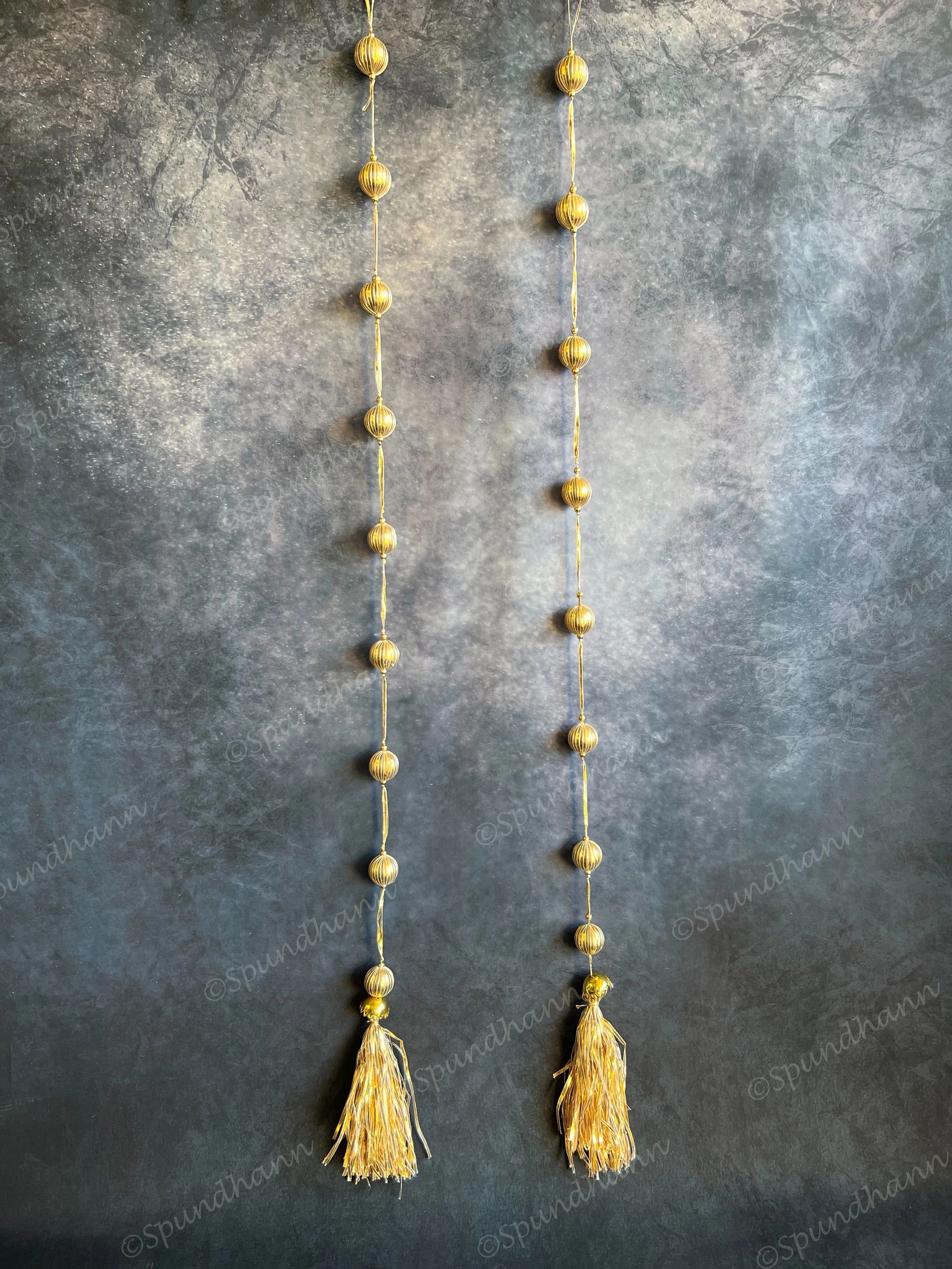 Golden Gota Balls & Tassels Long Dangler Strings Set of 2
