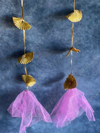 Gold Gota Strings Pink Net Dangler - Pack of 4 Strings
