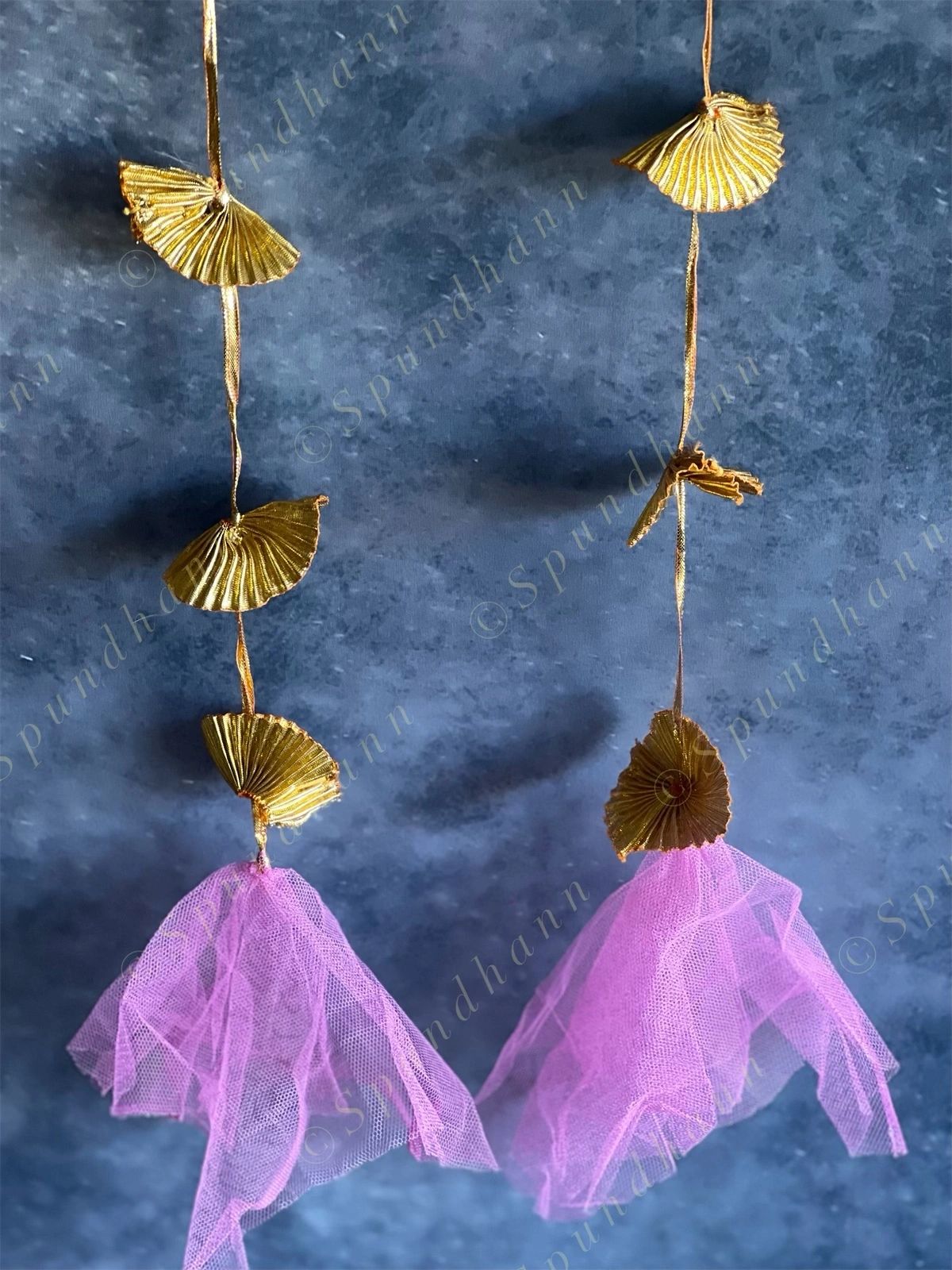 Gold Gota Strings Pink Net Dangler - Pack of 4 Strings