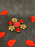 MARCH 2023 Red Gemstone & Gold Flower Circular Tea Light Holder