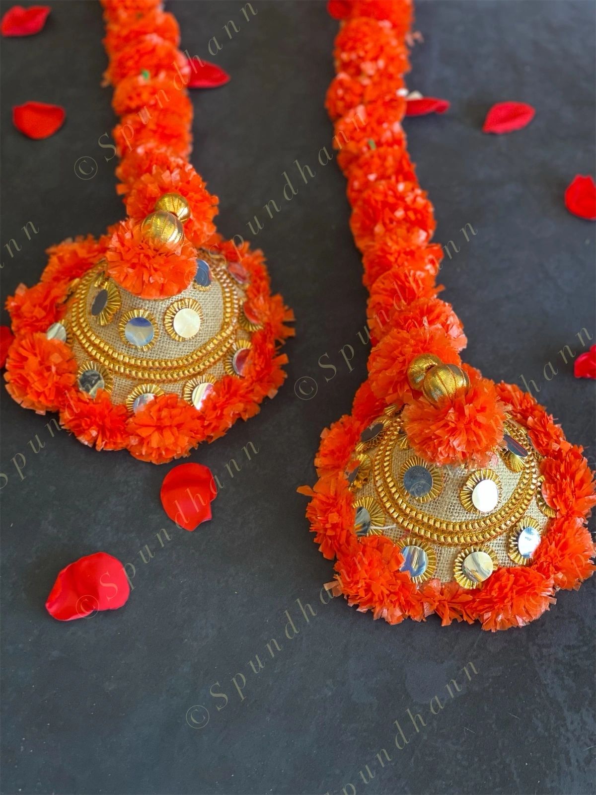 Marigold, Gota, Jute & Mirror Work Dangler Set of 2