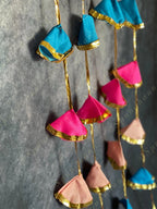 Gold Gota Border & Colorful Cloth Danglers Pack of 4 Strings