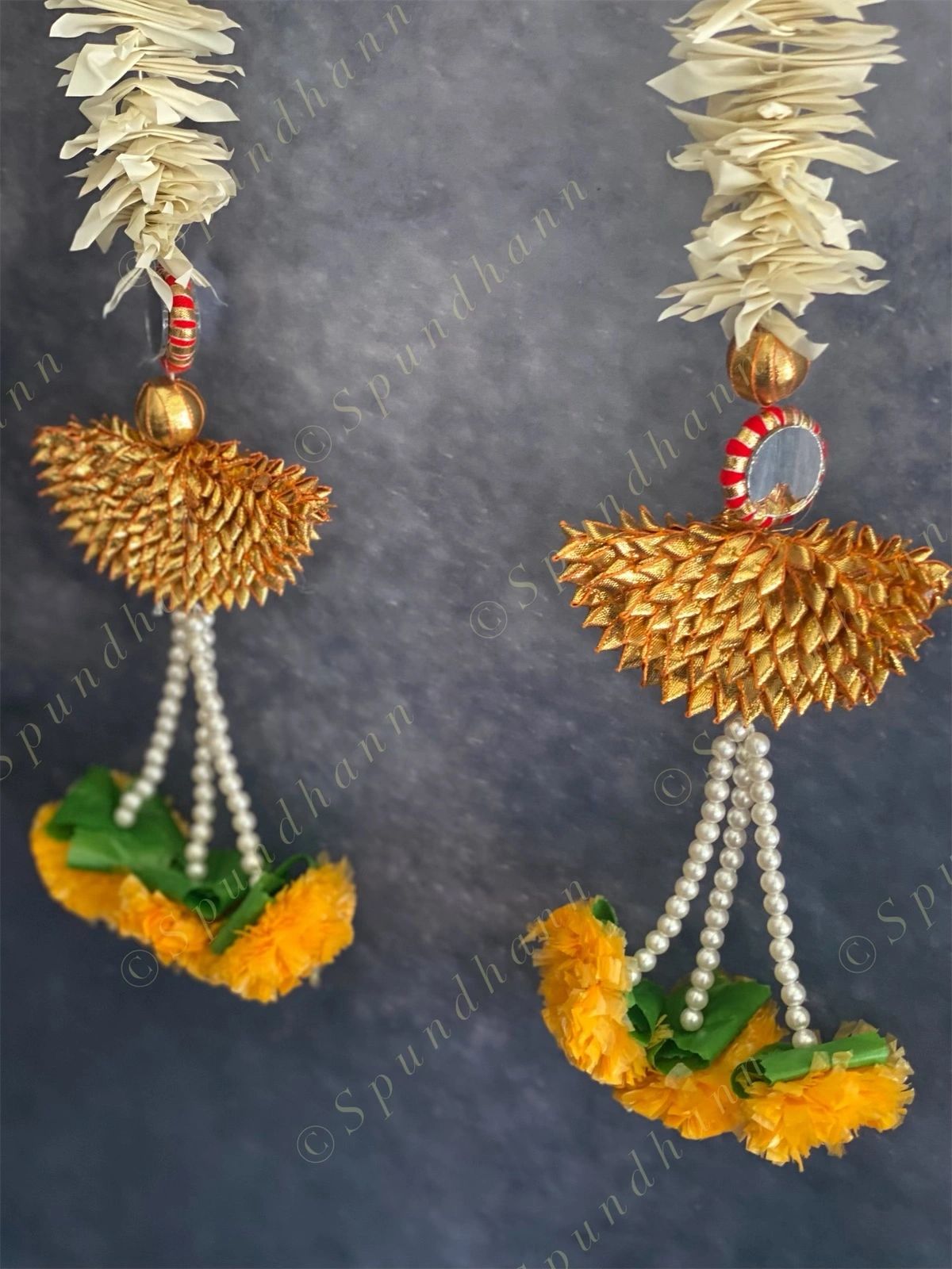 Chameli Danglers with Gota & Marigold Tassels Set of 2