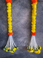 Yellow Marigold & Rajnigandha Dangler Strings - Two strings