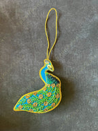 Embroidered Peacock Christmas Tree Ornament
