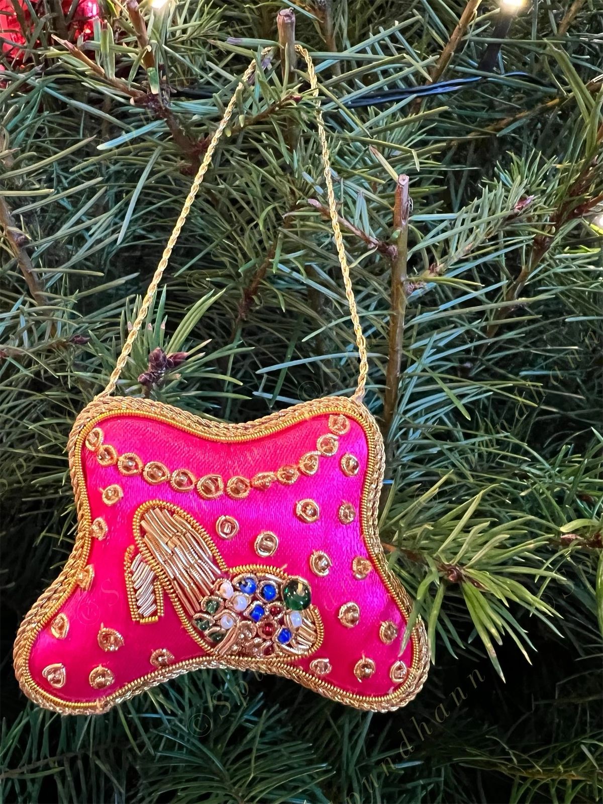 Embroidered Clutch Christmas Tree Ornament