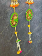 Chakri, Jhumki and Pom Pom Multi Colored Dangler Set of 2