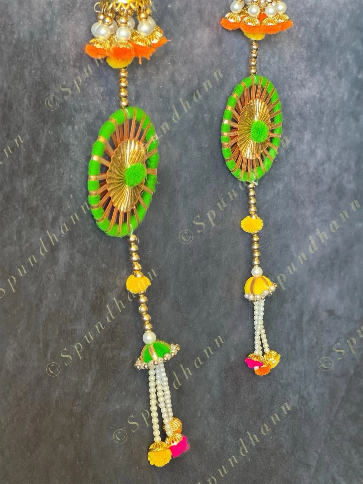 Chakri, Jhumki and Pom Pom Multi Colored Dangler Set of 2