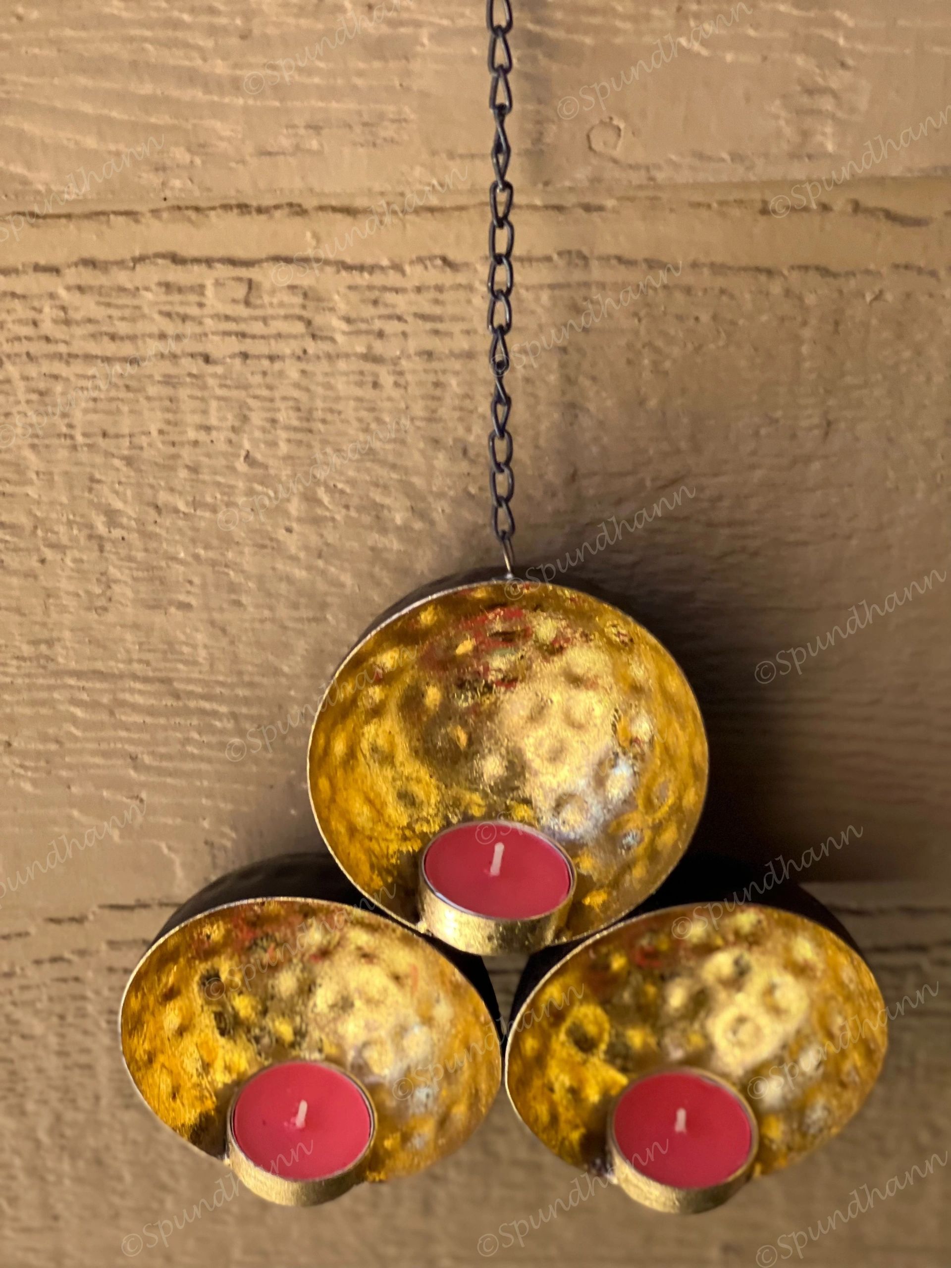 Hammered Hanging 3 Sconce Tea Light Holder