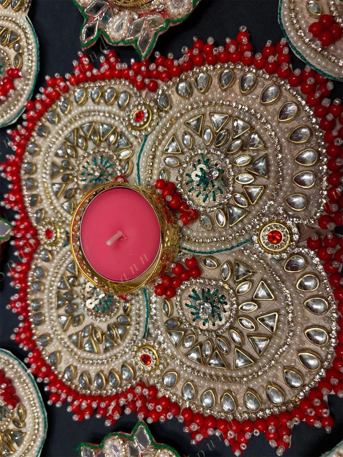 Kundan Rangoli Tea Light Holder Set