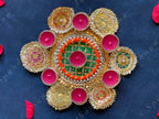Multicolored Gota Fabric Rangoli Tea Light Holders