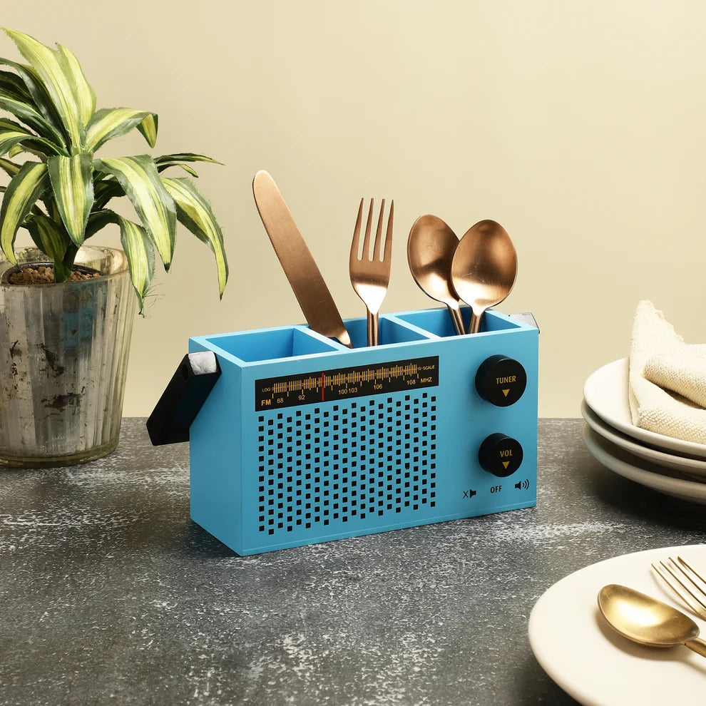 Radio Cutlery Holder Blue