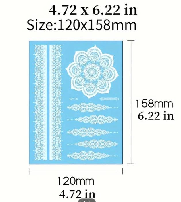 Glow in the Dark Temporary Tattoo Sticker for Women - Henna / Mehndi
